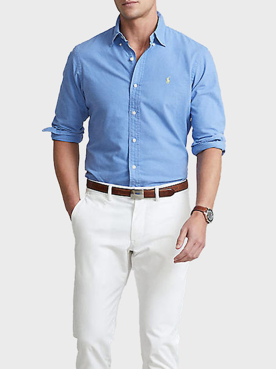 Long-sleeved Denim Shirt Bright blue