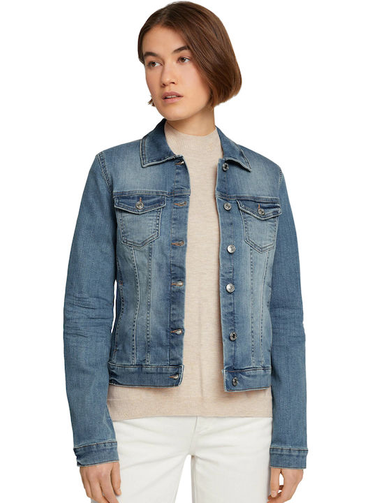 Tom Tailor Women's Short Jean Jacket for Spring or Autumn Light Stone Blue Denim