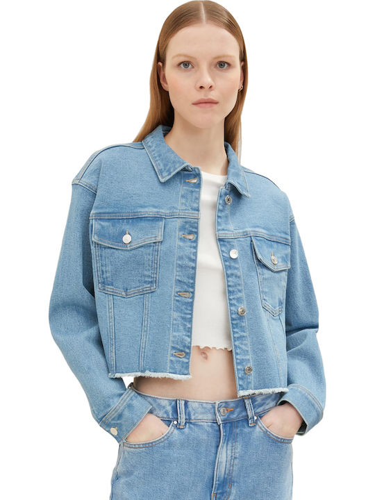 Κοντό Γυναικείο Τζιν Μπουφάν Light Stone Bright Blue Denim