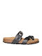 Leather Women's Flat Sandals Anatomic in Black Color