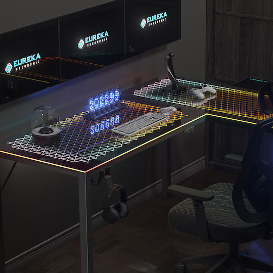 Γραφείο Gaming ERK-GD-L60R-B-EU με LED 152x101x76εκ. Μαύρο