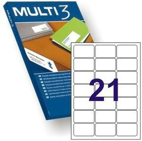 Multi 3 Small Adhesive Labels in White Color 63.5x38.1mm