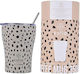 Estia Coffee Mug Save The Aegean Recyclable Thermos Stainless Steel BPA Free 350ml Leopard Taupe with Straw