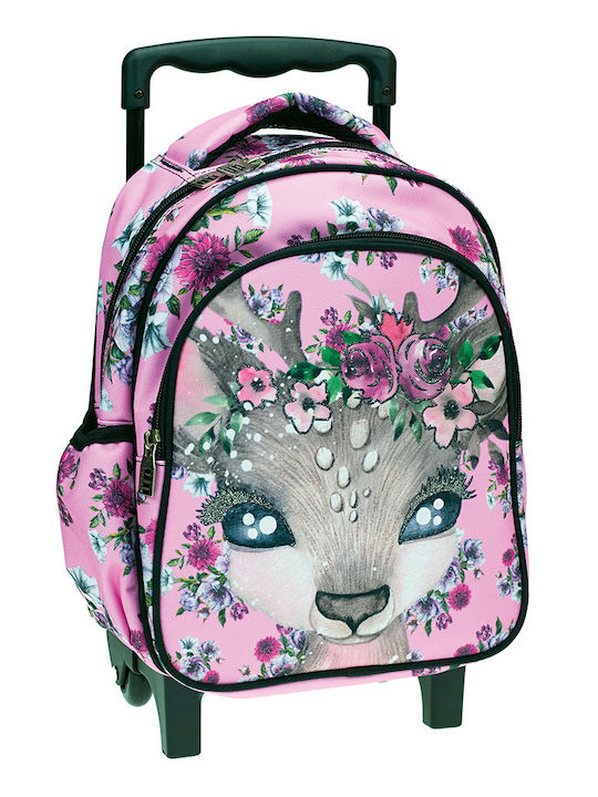 Back Me Up Pink Deer School Bag Trolley Kindergarten in Pink color