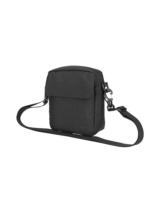 4F Fabric Shoulder / Crossbody Bag with Zipper & Adjustable Strap Black