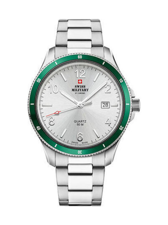 Swiss Military by Chrono Мъжки часовник 42мм на батерия с сребърен метален гривна