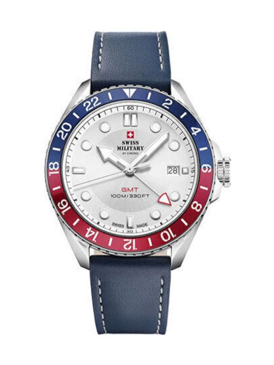 Swiss Military by Chrono Мъжки Часовник 42мм На Батерия Синя Кожена Каишка