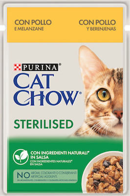 Purina Cat Chow Sterilised Nasses Katzenfutter für Katze in Beutel mit Huhn 85gr