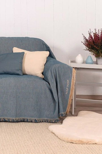 Naf Naf 358-154 Three-Seater Sofa Throw Chenille 180x300cm Denim