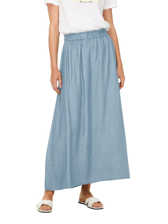 Only Denim High Waist Maxi Skirt in Blue color