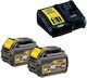 DEWALT Set 2 Werkzeugbatterien Lithium 18V Kapazität 2Ah/5Ah mit Ladegerät