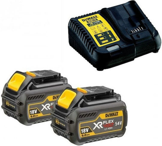 DEWALT Set 2 Werkzeugbatterien Lithium 18V Kapazität 2Ah/5Ah mit Ladegerät