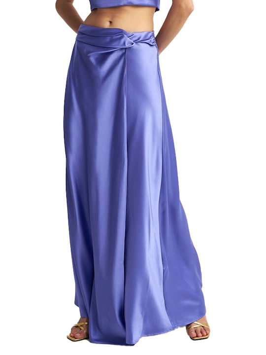 Attrattivo Satin High Waist Maxi Skirt in Purple color