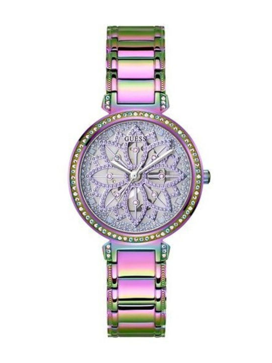 Guess Men's Watch Battery with Purple Metal Bracelet
