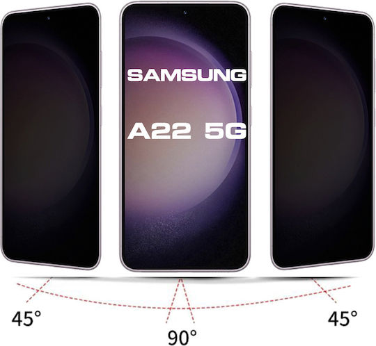 ANTISPY 0.3мм Пълно лепило Поверителност Закалено стъкло за цялото лице Черен (Galaxy A22 5G) DBX7768928