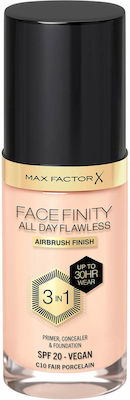 Max Factor Facefinity All Day Flawless Spf20 Liquid Make Up SPF20 C10 Fair Porcelain 30ml