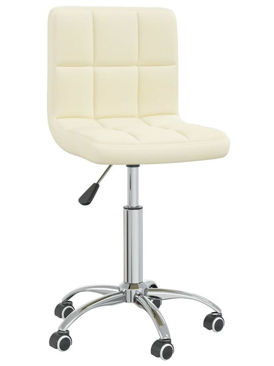 Swivel Visitor Chair with Wheels Cream 40x47x74.5cm