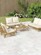 Garden & Outdoor Furniture Sets Living Room Set Pieces White Cream with Pillows
