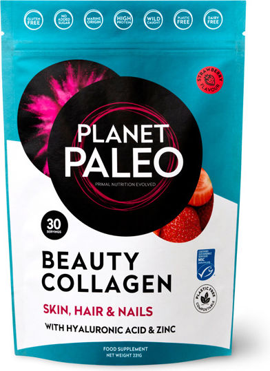 Planet Paleo Beauty Collagen Skin Hair & Nails with Vitamin C and Hyaluronic Acid 231gr Strawberry