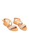 Leather Women's Flat Sandals in White Color