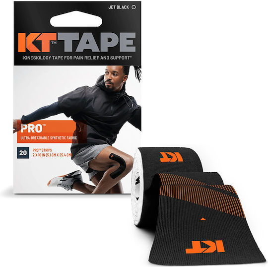 KT Tape Pro Precut Ταινίες Κινησιοθεραπείας 25cm x 5m Μαύρες 20τμχ