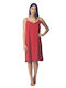 Rochie de vară pentru femei Zaboo din viscoză cu bretele subțiri (Mărime Plus 1XL-6XL) - ZB1095 Roșu