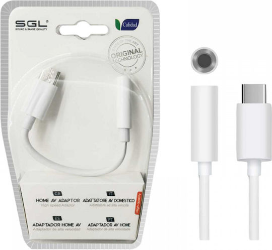 SGL 402-0T Μετατροπέας USB-C male σε 3.5mm female Λευκό