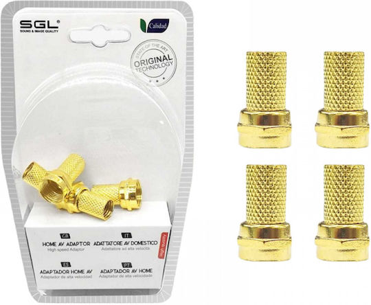 SGL Μετατροπέας Coaxial male σε F-Connector female Χρυσό (098708)