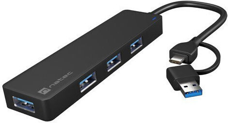 Natec Mayfly Hub 4 Porturi USB 3.0 cu Conectare USB-A / USB-C