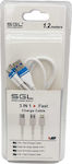 SGL Regular USB to Lightning / Type-C / micro USB 1.2m Cable White (099194)
