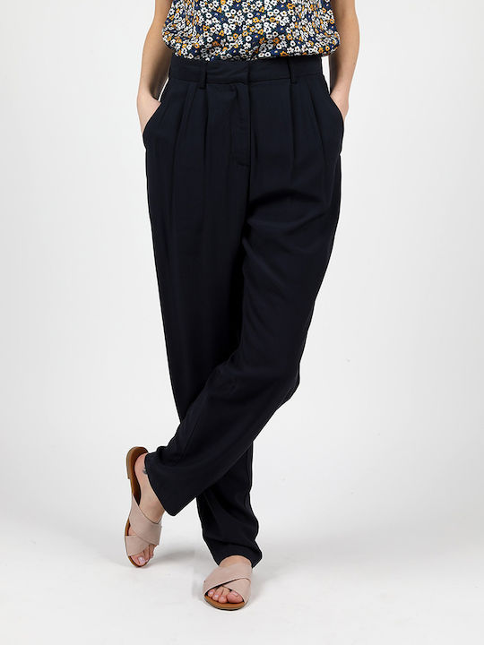 WEMOTO Lina Ecovero - Pleated Suit Pants [Navy Blue] Μπλέ Σκούρο