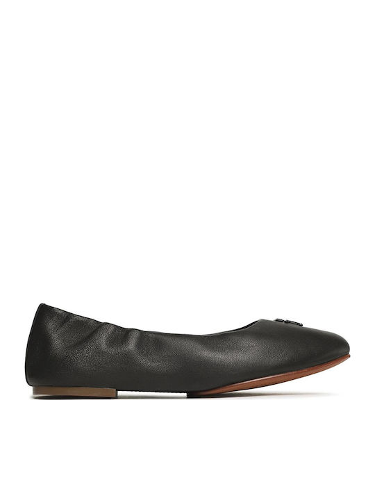 Leder Damen Ballerinas Spitz zulaufend Schwarz