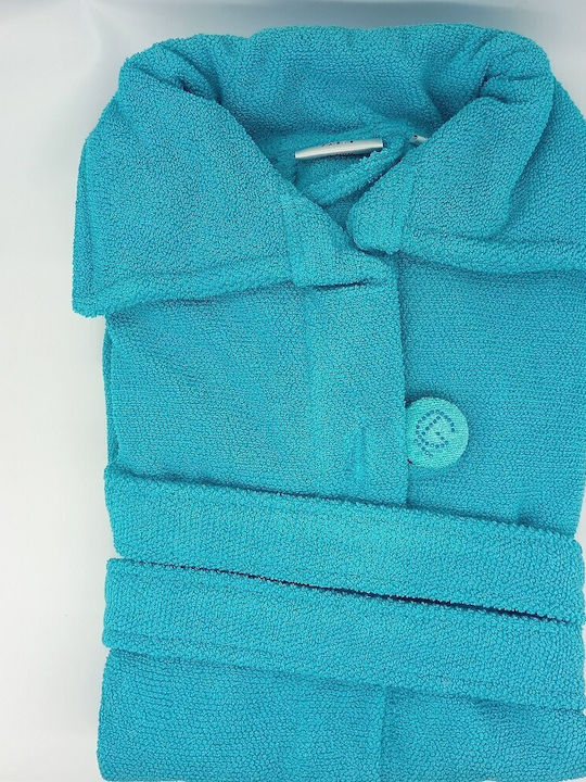 Guy Laroche Lolita Bathrobe with Collar Turquoise