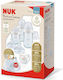 Nuk Set aus Glasflaschen Nature Sense Gegen Koliken mit Silikonsauger für 0-6 Monate 240ml 3Stück