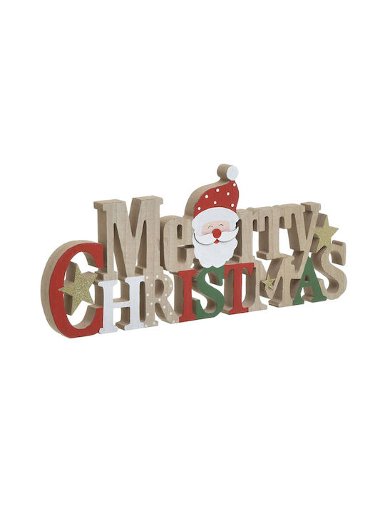 Inart Weihnachtliche Holz Figur Aufschrift Rot Höhe 40cm