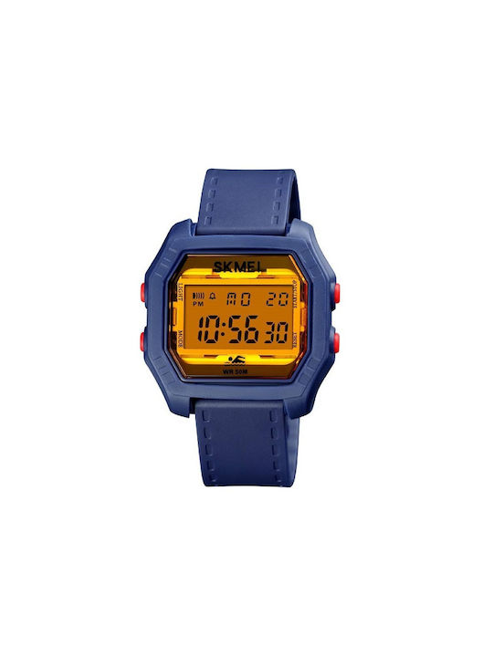 Skmei Digital Watch Battery with Rubber Strap Dark Blue