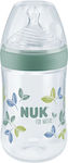 Nuk Plastikflasche Nature Gegen Koliken mit Silikonsauger für 6-18 Monate Transparent-Green 260ml 1Stück