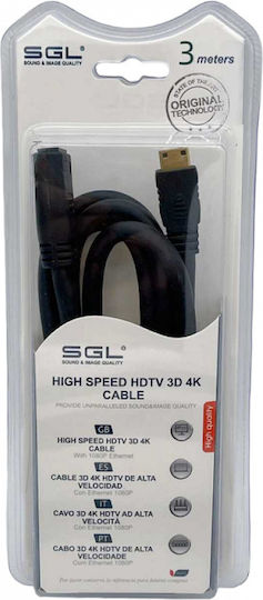 SGL HDMI Кабел HDMI Мъжки - HDMI Женски 3м Черен