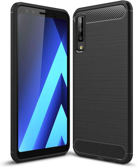 Techsuit Carbon Задна корица Силикон Черен (Galaxy A7 2018)