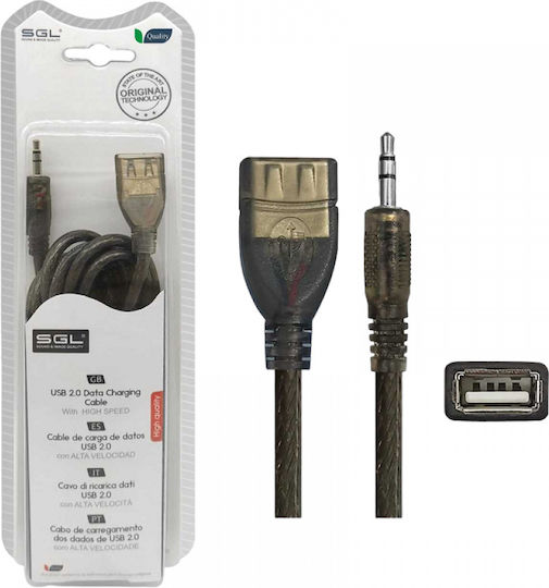 SGL USB 2.0 Cable USB-A female - 3.5mm male Μαύρο 3m (097466)