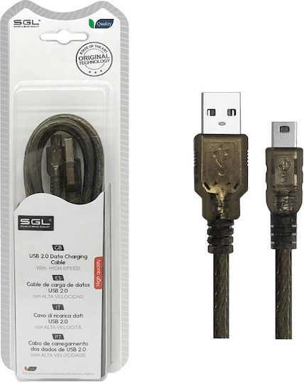 SGL USB 2.0 Cable USB-A male - mini USB-A male Μαύρο 1.5m (097572)