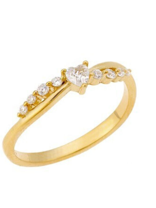 Senza Damen Ring mit Zirkonia aus Silber Vergoldet