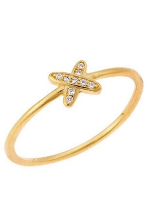 Senza Damen Ring mit Zirkonia aus Silber Vergoldet