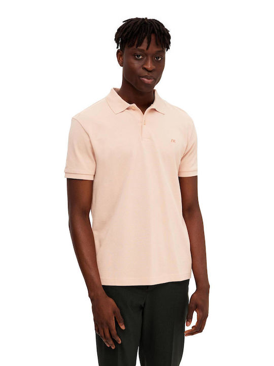 Selected Bluza pentru bărbați cu mâneci scurte Polo Pink Sand