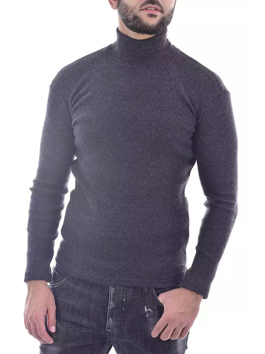 Goldenim Men's Long Sleeve Blouse Turtleneck Gray