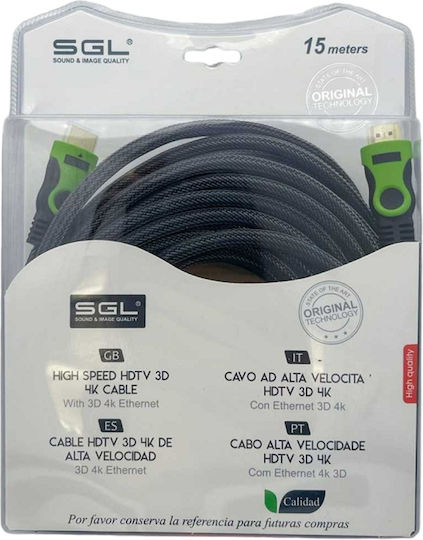 SGL HDMI 1.4 High Speed 1080p 120Hz Cable HDMI Male - HDMI Male 15m Black