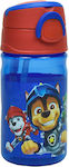 Gim Paw Patrol Sticlă pentru Copii Patrula cățelușilor Plastic cu Pai Albastru 350ml