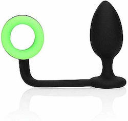 Shots Ouch Glow In The Dark Δαχτυλίδι Πέους Σιλικόνης με Πρωκτική Σφήνα Μαύρο