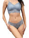 Join Lace Underwear Set with Sports Bra & String Gray