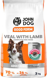 John Dog Dry Dog Food for Large and Medium Breeds with Lamb and Calf 3kg